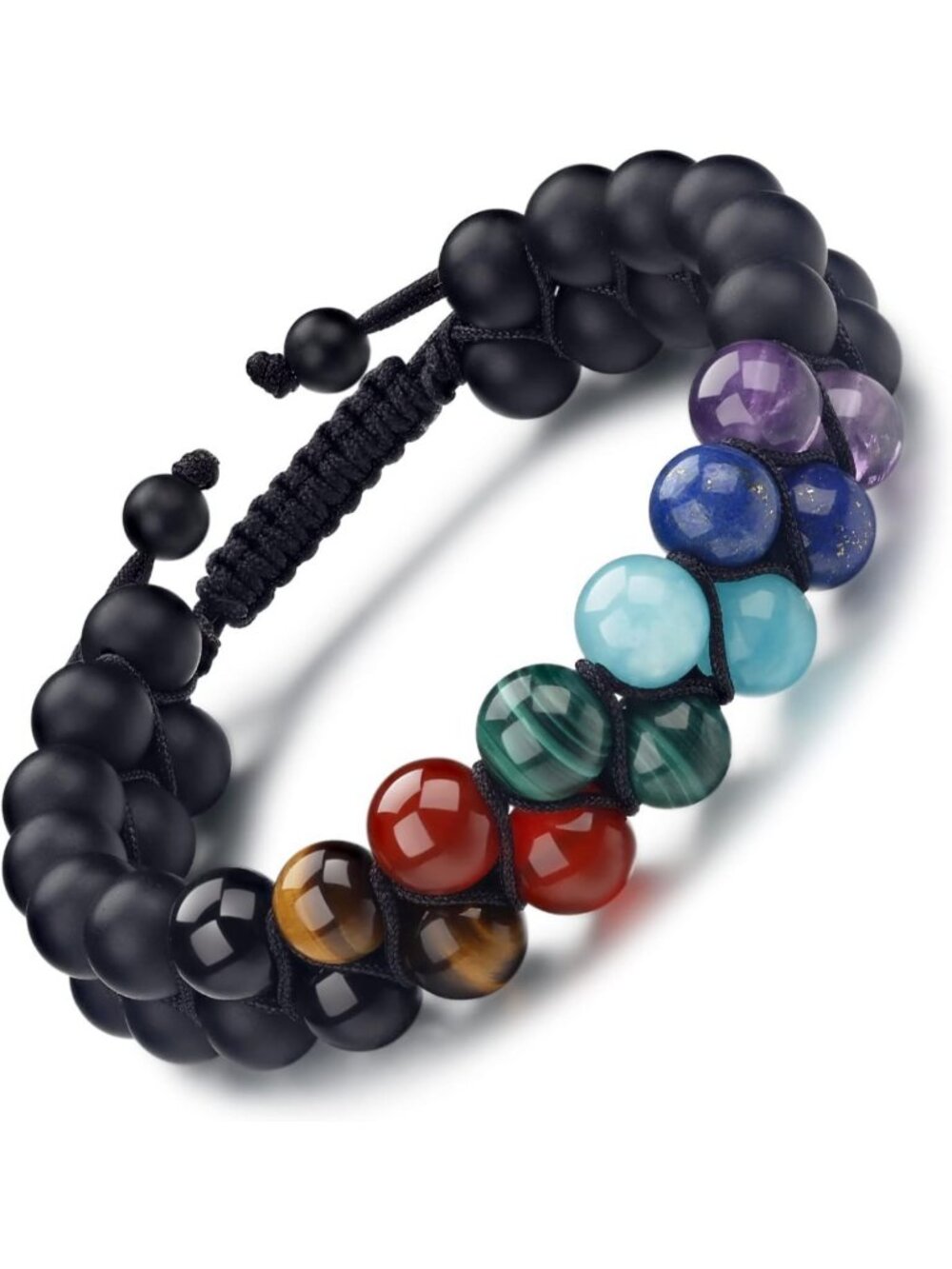Men's 7 Chakra Crystal Bracelet - Real Stone Healing Beads for Balance